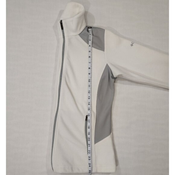 Columbia Sportswear Full Zip Fleece Jacket Womens Size Medium White Gray Pockets - Picture 11 of 16